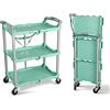 Olympia Tools 89-349 Pack N Roll Carrello di servizio pieghevole, capacità 68 kg, 3 livelli, verde