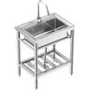 GarveeTech Lavello da cucina indipendente, in acciaio inox, con rubinetto, ripiano e accessori, set completo per cucina, bagno, commerciale, 70 x 50 x 86 cm, antiruggine e durevole