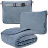 PAVILIA Coperta da viaggio, morbida coperta per aereo, set combinato 2 in 1, coperta per aereo, compatta, pieghevole, cuscino essenziale per auto, accessori regalo per viaggiatori, zaino per bagagli,