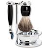Böker Manufaktur Solingen - Set per rasatura in resina pregiata, colore nero