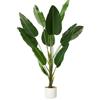 GarveeHome Pianta artificiale di Monstera, altezza 110 cm/115/120 cm, palma tropicale sempreverde in vaso bianco, per casa, ufficio e giardino, regalo per amici o decorazione di inaugurazione della casa