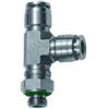 RIEGLER Raccordo a T girevole, forma a L, G 3/8 a., per tubo esterno Ø 14 mm, pressione di lavoro max. 20 bar, acciaio inox 1.4404