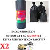 Mac Sac 2 Rotoli da 1 Kg (Tot. 50 Buste) 55x70 Sacco immondizia NERO Extra Resistenti