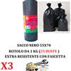 Mac Sac 3 Rotoli da 1 Kg (Tot. 75 Buste) 55x70 Sacco immondizia NERO Extra Resistenti