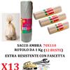 Mac Sac 13 Rotoli da 1 Kg (Tot.156 Buste) 70x110 Sacco immondizia AMBRA Extra Resistenti