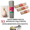 Mac Sac 3 Rotoli da 1 Kg (Tot. 21 Buste) 90x120 Sacco immondizia AMBRA Extra Resistenti