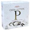 Subitodisponibile Confetti CRISPO a forma di Cuore con STAMPA Lettera 'P' 250 gr Bianco. 1CKJ