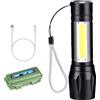 Torcia LED Ricaricabile 1000 Lumen Zoomabile con Fascio Regolabile per Lavoro