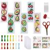 FREEBLOSS Set di 6 segnalibri a punto croce con motivi colorati di frutta ki