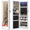 SONGMICS Specchio Portagioie con 6 Luci a LED Alto 120 cm Armadietto Portagioie da Parete