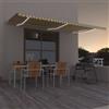 VidaXL Tenda da Sole Retrattile Manuale LED 600x350 cm Giallo Bianco