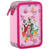 M.C. Group Astuccio Scuola 3 Zip Principesse Disney Rosa Portapenne Matite Pastelli Nuovo