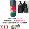 Mac Sac 13 Rotoli da 1 Kg (Tot. 156 Buste) 70x110 Sacco immondizia NERO Extra Resistenti