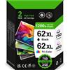 INKYEAH Cartucce 62 XL Nero e Colore 750/450 Pagine Ricambio per Cartucce HP 62 Nero e