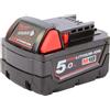 Milwaukee Batteria M18B5 5.0Ah Rossa e Nera Ioni di Litio