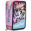 Seven Astuccio Scuola Elementare, 3 scomparti, Medie, con Matite, Pennarelli, Penne, 3 Zip, Pen Pad, Bambina, lilla