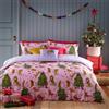 furn. Purrfect Christmas King Duvet Cover Set, Cotton, Polyester, Pink/Lila zSXw