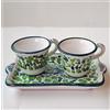 Bettini Deruta | Set Caffè Arabesco Verde Ceramica Dipinto a Mano Idea Regalo 3p