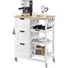 Yaheetech Carrello Cucina con Ruote 3 Cassetti 3 Ripiani in Legno e bambù Salvaspazio