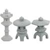 3 Pcs Statue Da Giardino Pagoda Decorative Lanterna Giapponese Ornamento Tavolo