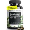 natural elements Ashwagandha KSM 66 120 Capsule completo con Magnesio Bisglicinato Vitamine B6