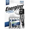 Energizer Ultimate Lithium AAA (Confezione da 4) Pile 1,5V Le batterie AAA di più lunga