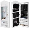BAKAJI Specchiera Portagioie da Parete Muro Armadietto Portagioielli con Anta Porta Oggetti e Specchio Interno Armadio Organizer Porta Gioielli Colore Bianco (96 x 35 x 9,5 cm)
