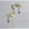 ORECCHINI ORO BIANCO 18 kt PERLE AKOYA E CUORI DI AMETISTA NATURALE OBHT 0198