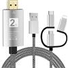 SHUNJIUBOY CAVO MHL UNIVERSALE 3IN1 MULTIPORTA MIRRORING HDMI 2K USB PER SMARTPHONE E TV 2M