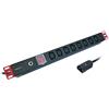 Techly Professional 109559 Multipresa 8 Posti C13 da Rack 19 con Interruttore e Protezione Termica Spina C14 1U Nero