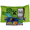 Cartoons Completo lenzuola singolo Letto una piazza Minecraft in cotone set 3 pezzi