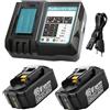ENERGUP 2 x 18V 5.5Ah BL1850B Batterie per Makita con Caricatore DC18RC per Makita