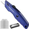 WORKPRO Coltello di Sicurezza, Coltello Retrattile, Coltello Taglierino con 10 Lama di Ricambio a Cambio Rapido, Blu