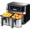 Emphsism KDF-5512DT Friggitrice ad aria doppio scomparto 9L 8 programmi 2600 W