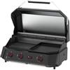 Cozze® G-800 COMBO Plancha Grill - 3 fuochi a gas con piastra - 50 mbar - Outdoor Grill con 9,5 kW di potenza e termometro digitale - incl. regolatore di pressione e griglia scaldabagno