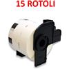 11209 15 ROTOLI ETICHETTE COMPATIBILI 62x29 BROTHER QL500 QL570 QL1050 DK11209