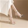 Sandali Trasparenti Con Plateau Eleganti Tacco 11 cm Cerimonia Argento CF66768