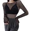 Top Fashion Forward donna in rete slim vestibilit�� manica lunga design rete da