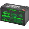 ANFEL Batteria Lead Acid AGM 12V 10Ah Al Piombo Ricaricabile Pila batteria Ermetica