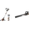 Worx Wg163E Decespugliatore Tagliabordi A Batteria 20V, Stelo In Alluminio Regolabile, Rasaerba Elettrico Da Giardino & Wg547E.9 - Soffiatore A Batteria 20 V, Molto Potente Con Tecnologia A Turbina