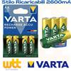 VARTA 4 batterie AA Stilo ricaricabili VARTA 2600 mAh