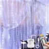 Vicloon Tenda Luci LED 2 IN 1 Tenda Luminosa con USB e Alimentato a Batteria 3X3M 300