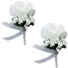 Bhina 2 Pezzi Matrimonio Boutonniere,Artificiale Rosa Boutonniere,Corsage da M