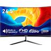Gawfolk Monitor da Gaming Curvo 24.5 120Hz 1ms FHD 1080P 100% sRGB HDMI/VGA Montaggio