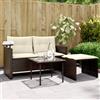vidaXL Set Divano da Giardino 3 pz con Cuscini Marrone in Polyrattan