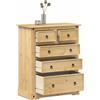 vidaXL Cassettiera Corona 92x48x114 cm in Legno Massello di Pino