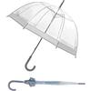 Susino Parapluie droit ouverture automatique - Transparent avec bordure argent Ombrello pieghevole, 90 cm, Argento (Argenté)