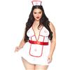 Leg Avenue Nightshift Nurse + Roleplay Babydoll Set, Bianco Rosso, Plus Size 1X-2X