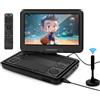 KCR Lettore DVD portatile da 10,1 pollici TV incorporata DVB T2 con schermo LED