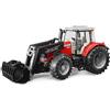 bruder 03047 - Massey Ferguson 7624 con caricatore frontale | Trattore per fattoria, agricoltura, giocattolo dai 3 anni in su, scala 1:16